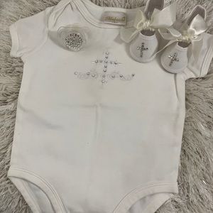 Baptism Onesie, Booties & Pacifier w/Swarovski